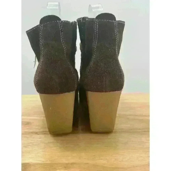 Tommy Girl Brown Suede Wedge Ankle Boots Sherpa Lined Women's Sz 7 Stylish - Picture 4 of 12
